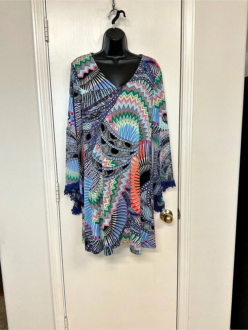MSK Geometric Multi-Colored Abstract Mini Dress